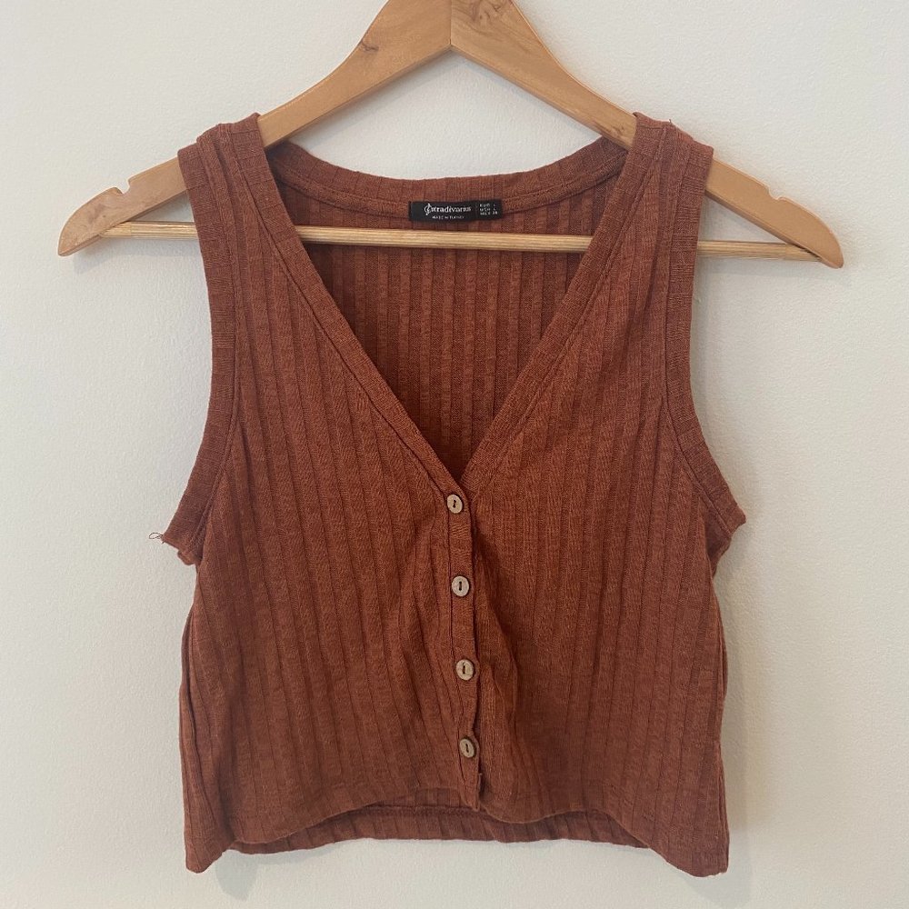 Stradivarius Button Front Crop Top